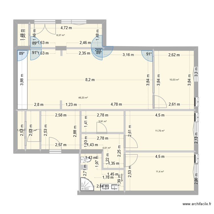 AIX-aménagement. Plan de 7 pièces et 101 m2