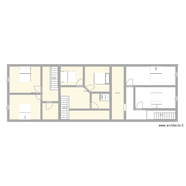 FRAHIER 2tage. Plan de 6 pièces et 90 m2