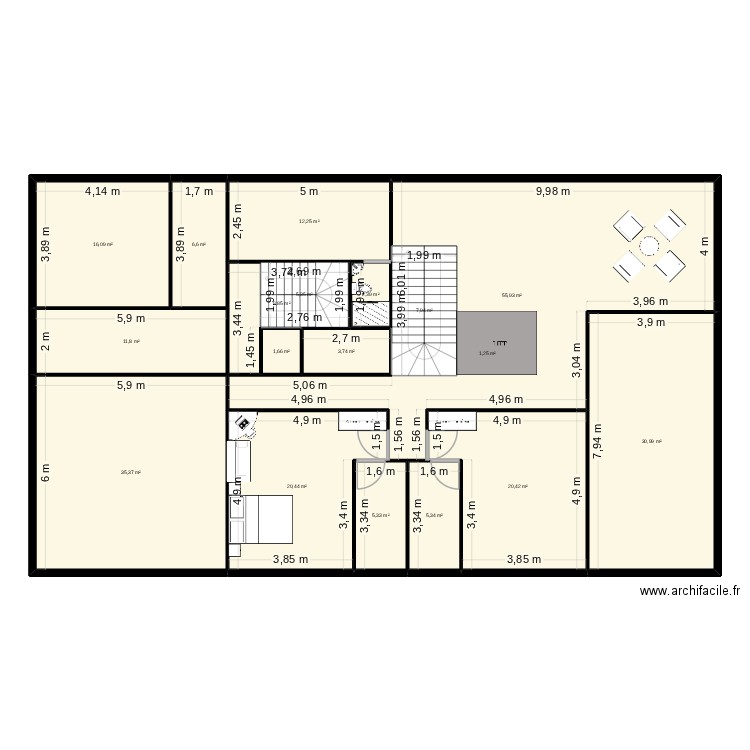 House Builder 3 Floor 2. Plan de 42 pièces et 765 m2