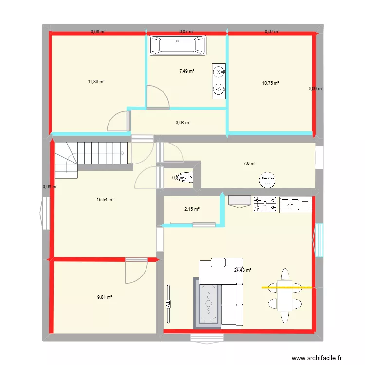 PLAN_VUE3D. Plan de 14  et 94 m²