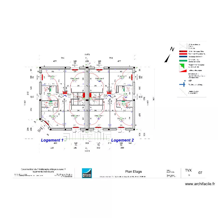 L'UNION logt 1 et logt 2 ETAGE. Plan de 