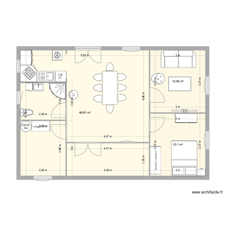 Chalet en bois Dahlia 66 ㎡ + 5 ㎡ avec terrasse. Plan de 0 pièce et 0 m2