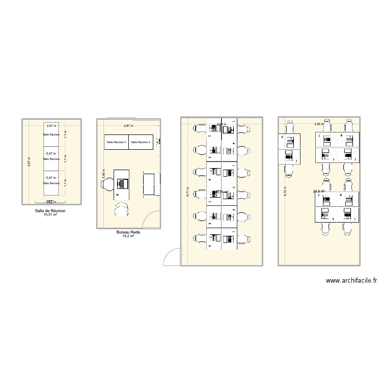 AAAA. Plan de 4 pièces et 74 m2
