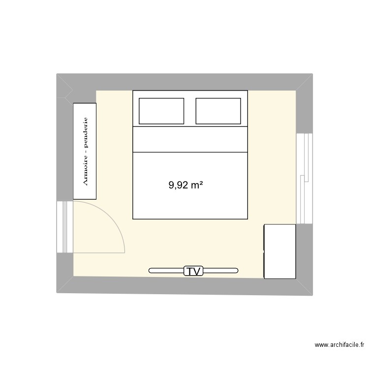 CHAMBRE. Plan de 1 pièce et 10 m2