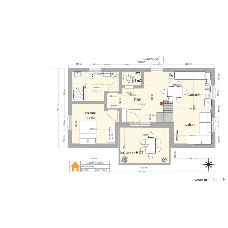maison MEUSSIA.V6. Plan de 4 pièces et 132 m2