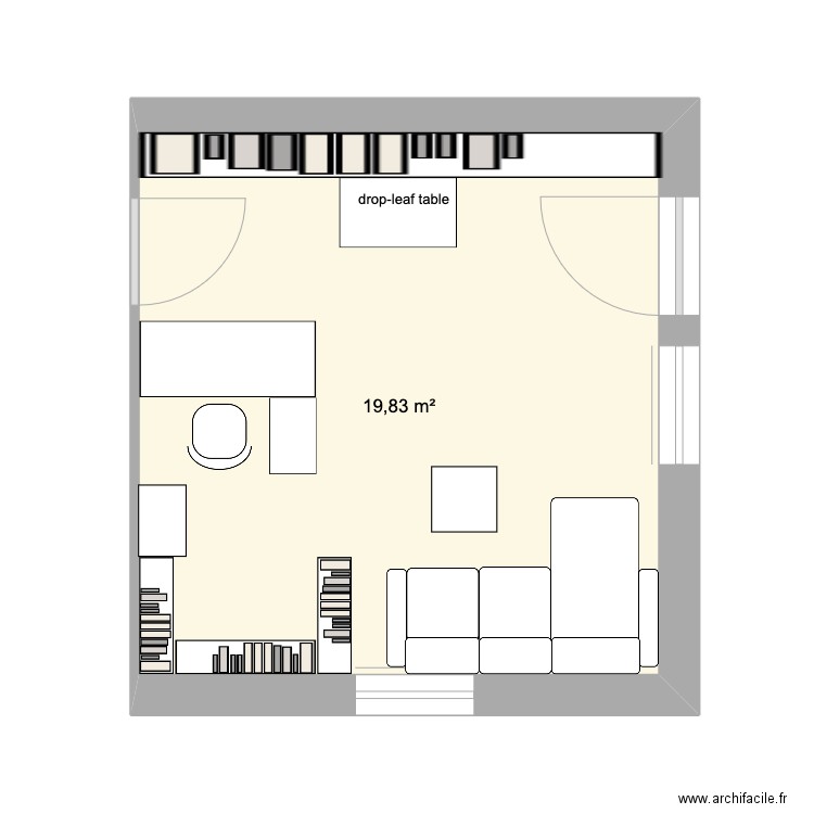 bureau. Plan de 1 pièce et 20 m2