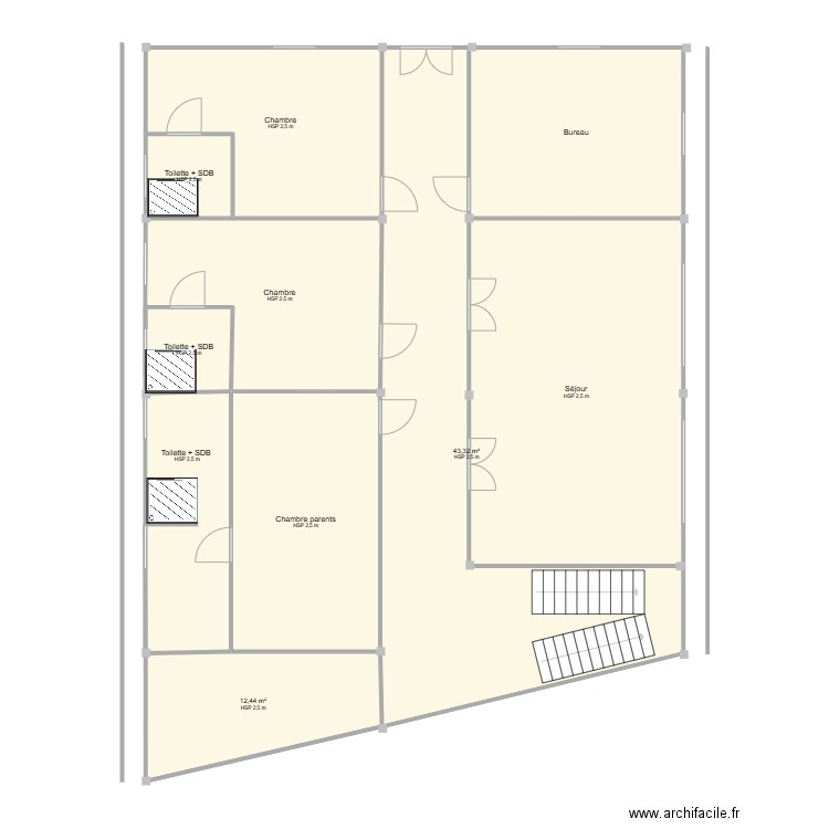 PROJET DOUGNANE RDC. Plan de 10 pièces et 188 m2