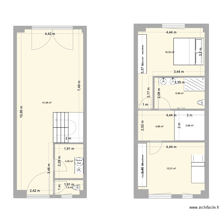 RDC Armoy. Plan de 8 pièces et 99 m2