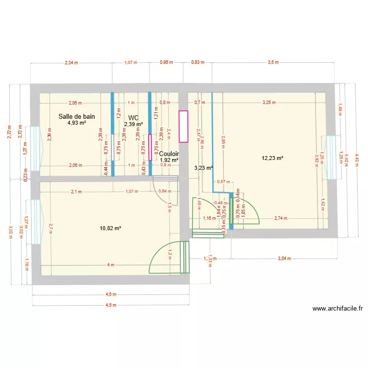 3e etage s&eacute;paration. Plan de 6  et 36 m²