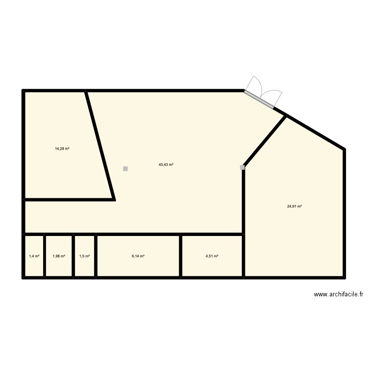 plan actuel. Plan de 8 pièces et 98 m2