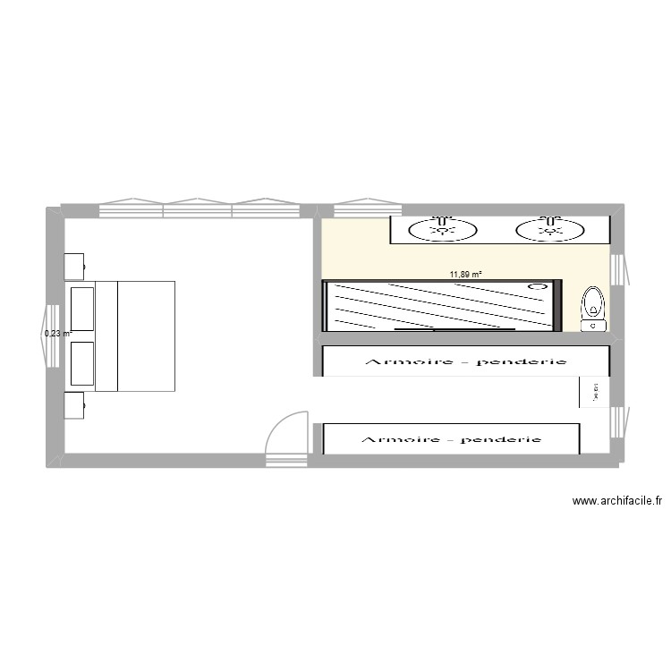 ccm 3. Plan de 2 pièces et 12 m2