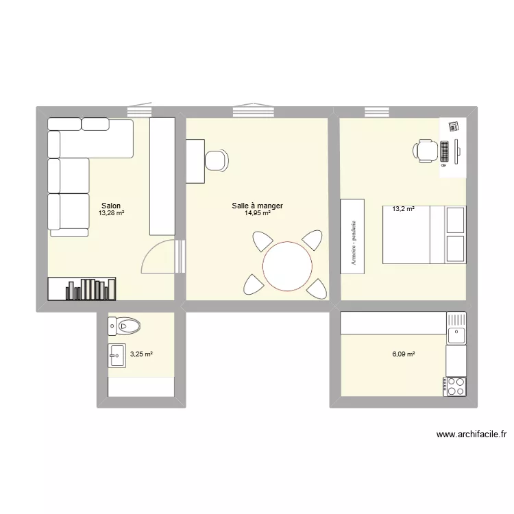 poujet. Plan de 5  et 51 m²