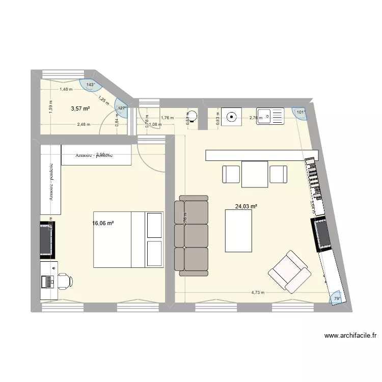 ciseaux. Plan de 3 et 44 m² ciseaux. Plan de 3 et 44 m²