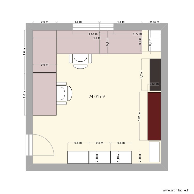 atelier 2. Plan de 1 pièce et 24 m2