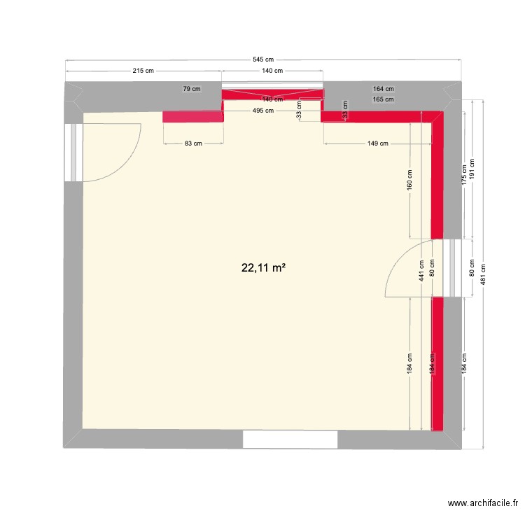 Cuisine Availles Limouzine. Plan de 1 pièce et 22 m2