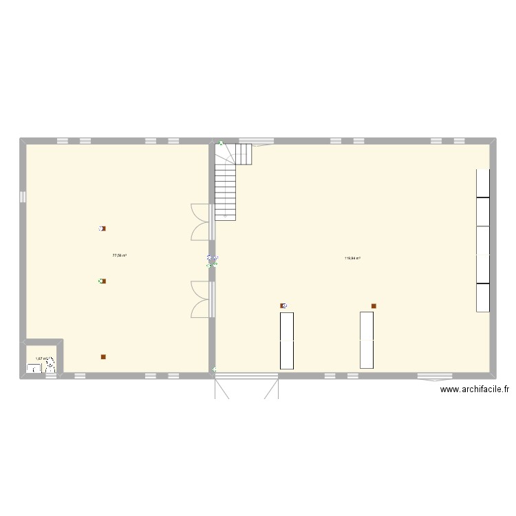 PLF Besse rdc. Plan de 3 pièces et 199 m2