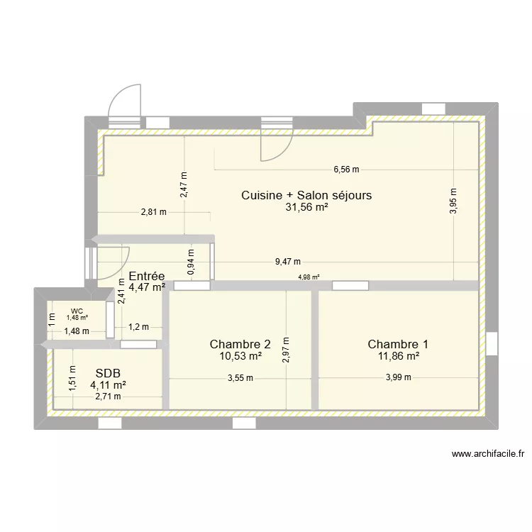 DETTWILLER. Plan de 7  et 69 m²