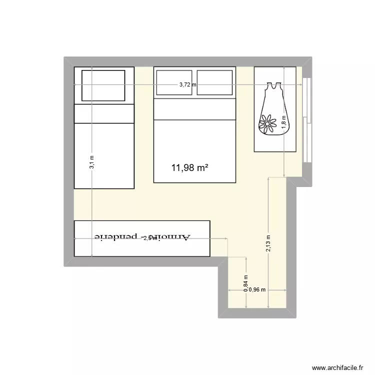 Arri&egrave;re. Plan de 1  et 12 m²