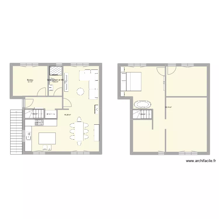 1er étage. Plan de 6 et 121 m² 1er étage. Plan de 6 et 121 m²