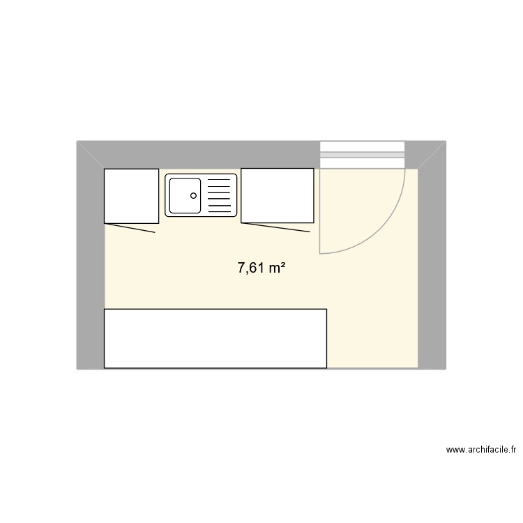 Cuisine été. Plan de 1 pièce et 8 m2