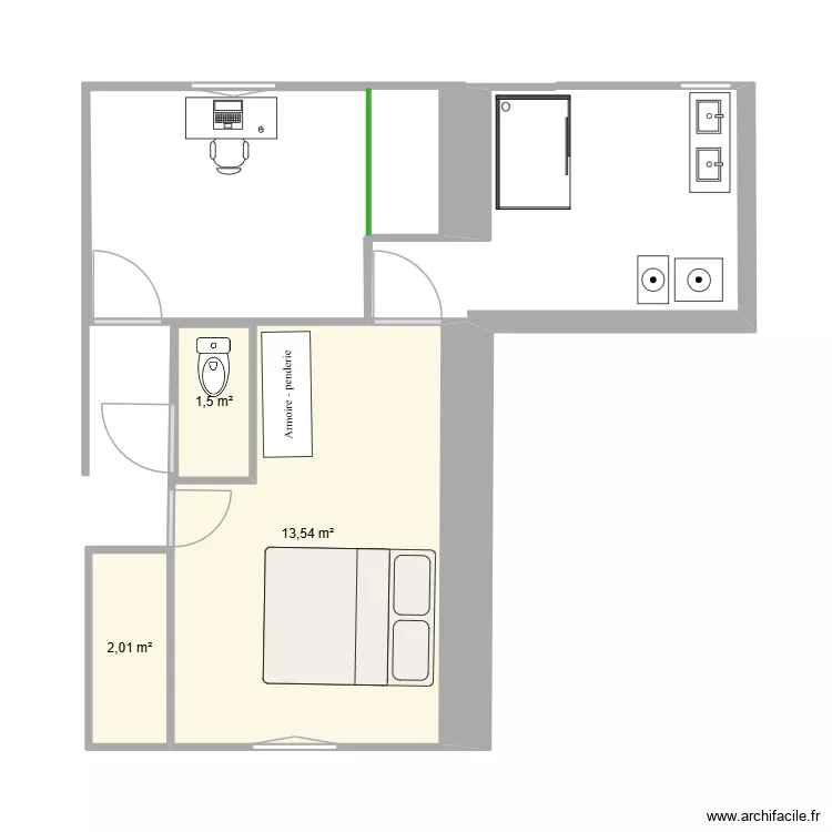 Rez de chaussée après. Plan de 3 Pièces et 19 m² Rez de chaussée après. Plan de 3 Pièces et 19 m²