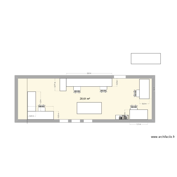 atelier Gretz ( 2025). Plan de 1 pièce et 21 m2