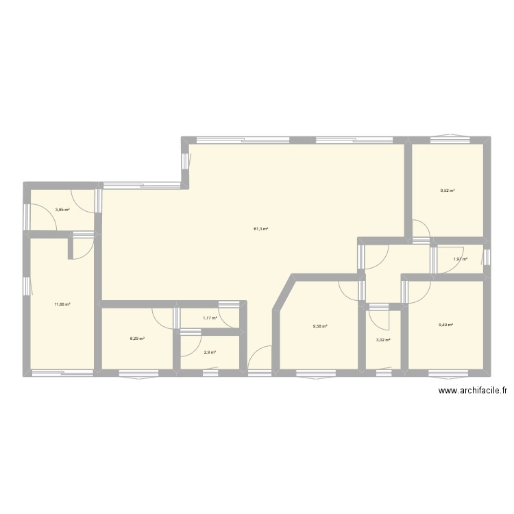 casa. Plan de 11 pièces et 122 m2
