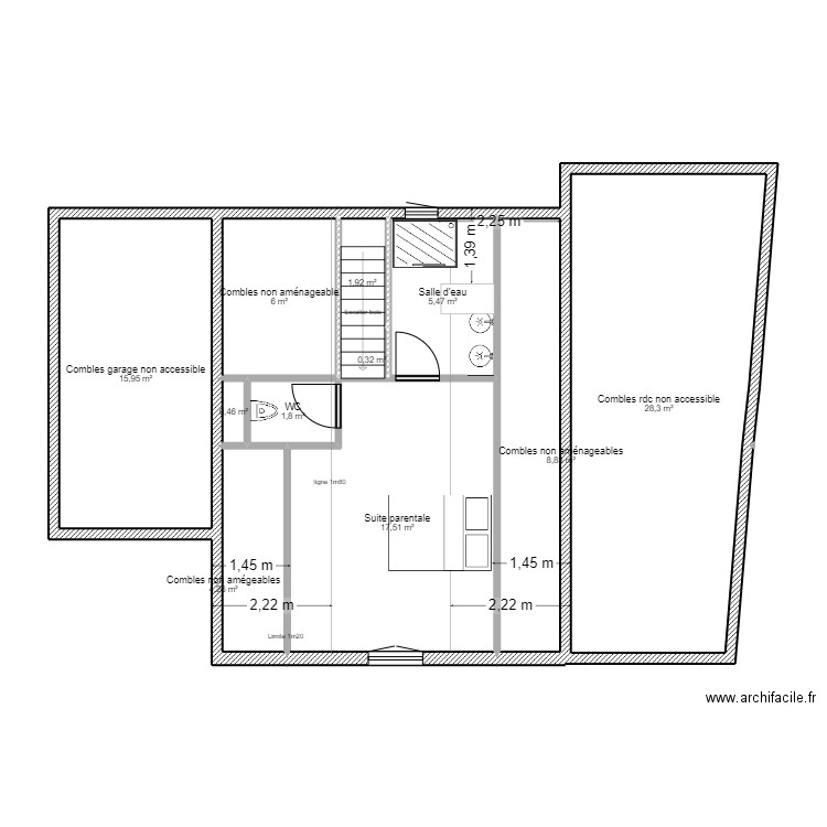 PROJET GERTWLLER COMBLES  2. Plan de 11 pièces et 91 m2