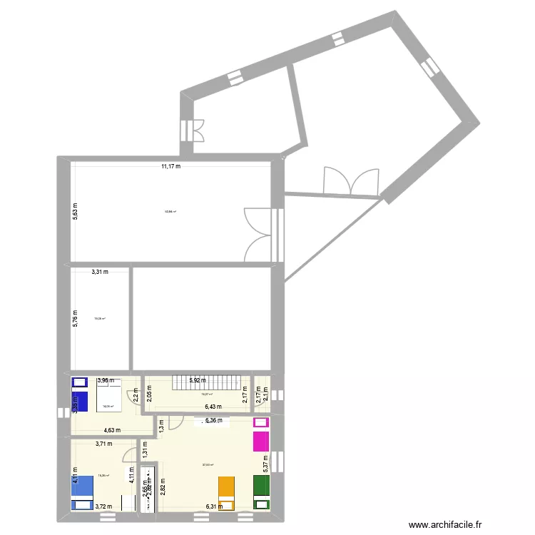 3 Place Eglise - Etage avec Annexe. Plan de 6 et 163 m² 3 Place Eglise - Etage avec Annexe. Plan de 6 et 163 m²