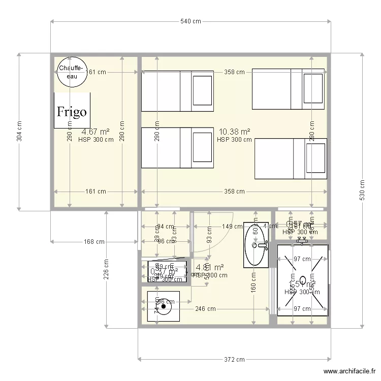 orinne. Plan de 6  et 22 m²