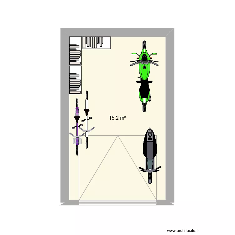 garage 65 bis. Plan de 1  et 15 m²