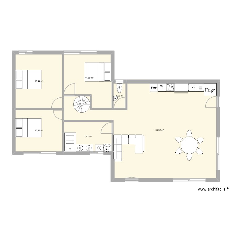 maison 9/10. Plan de 6 pièces et 99 m2