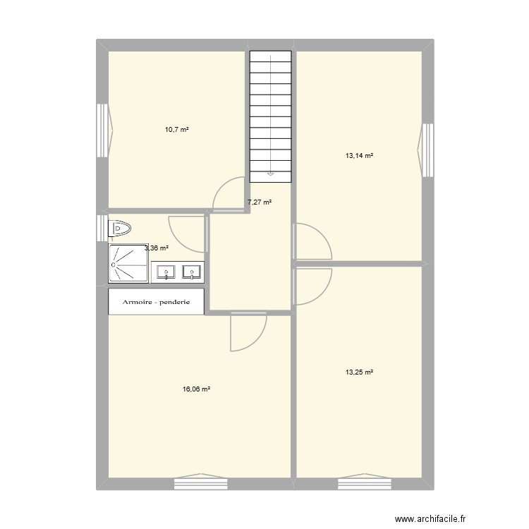 combles 2. Plan de 6 pièces et 64 m2
