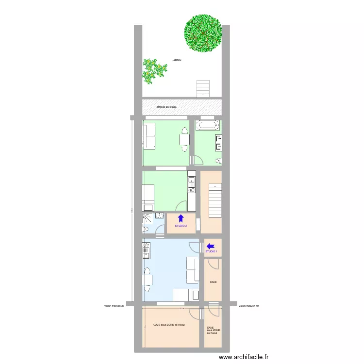 Churchill 12 Rez Jardin - Projeté -. Plan de 21 et 102 m² Churchill 12 Rez Jardin - Projeté -. Plan de 21 et 102 m²