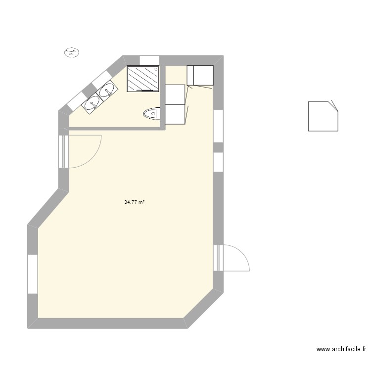 villa gairault. Plan de 1 pièce et 35 m2