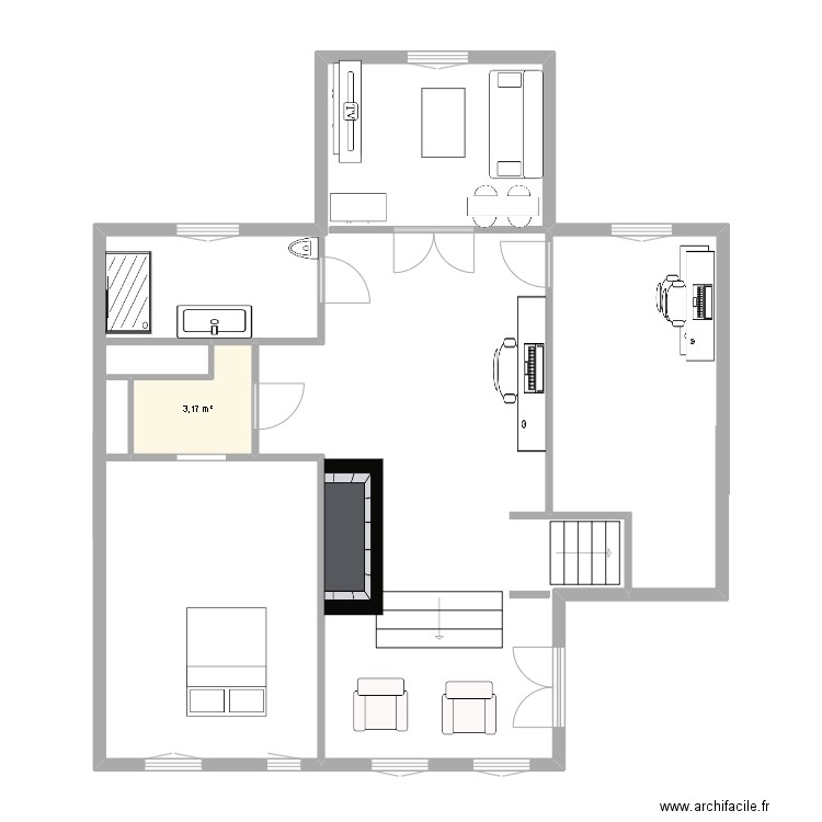 maison. Plan de 1 pièce et 3 m2