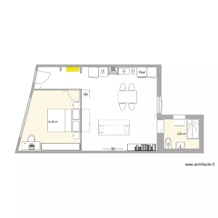 epinette 2. Plan de 2 pièces et 16 m²