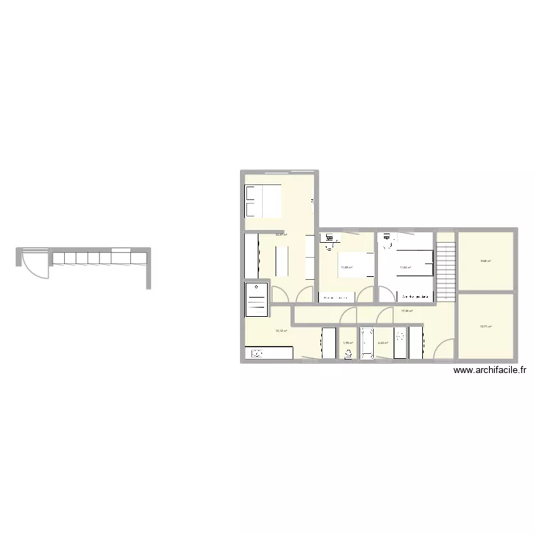 hyy. Plan de 9  et 105 m²