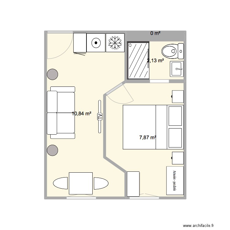 MAZARINE. Plan de 4 pièces et 21 m2