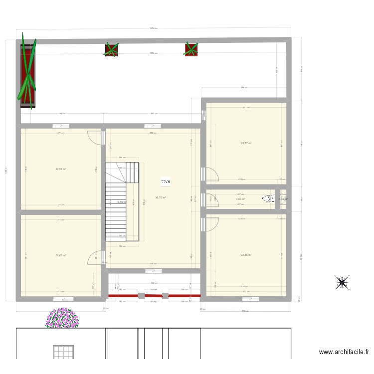 MISSERGHINE etage 1. Plan de 8 pièces et 142 m2