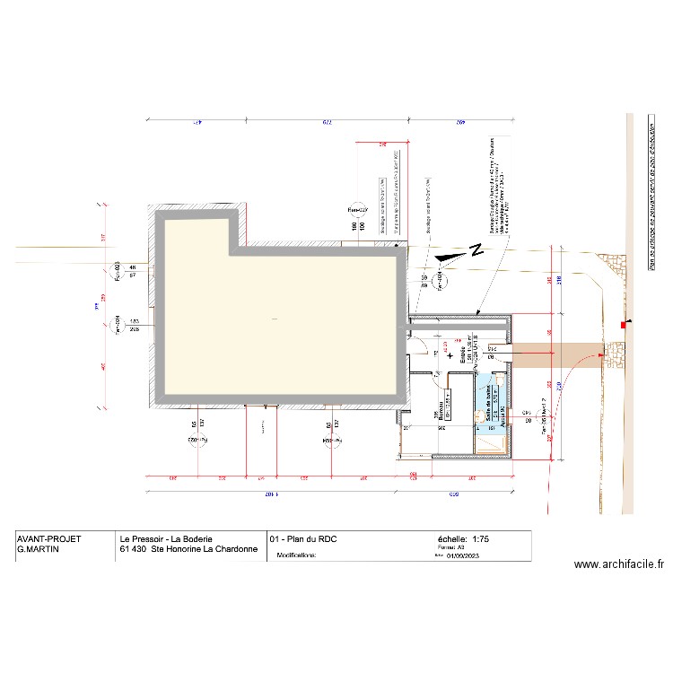 Pressoir. Plan de 1 pièce et 571 m2