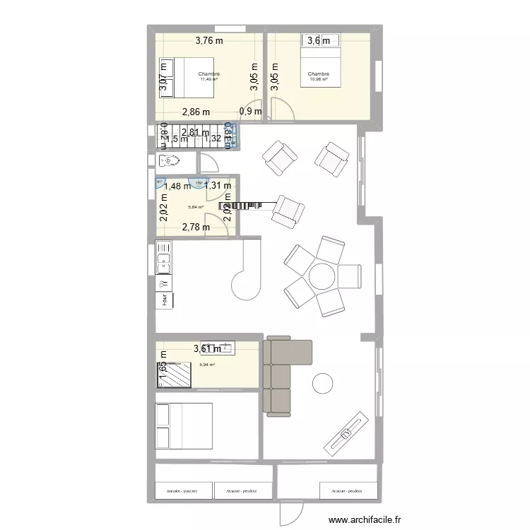 maison plan actuel. Plan de 5  et 36 m²