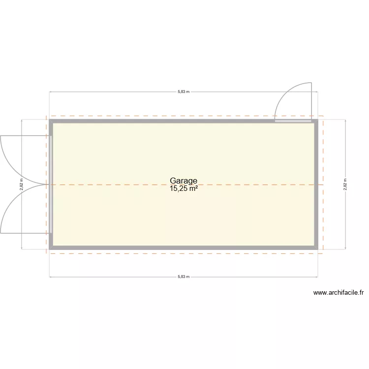 garage. Plan de 1  et 15 m²