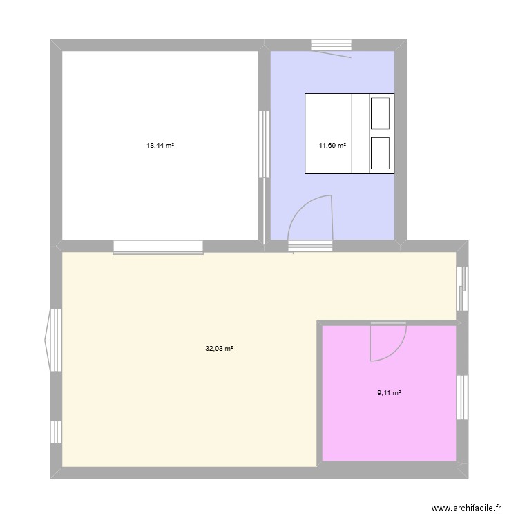 appart. Plan de 4 pièces et 71 m2