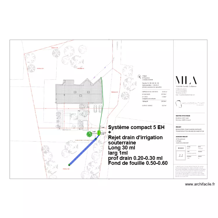 Amiel Labri compact drain. Plan de 