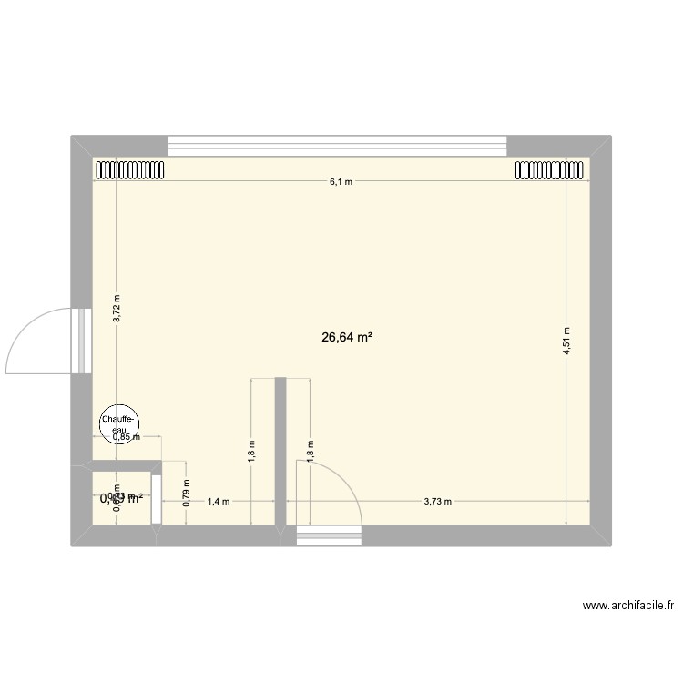 Plan middle office. Plan de 2 pièces et 27 m2