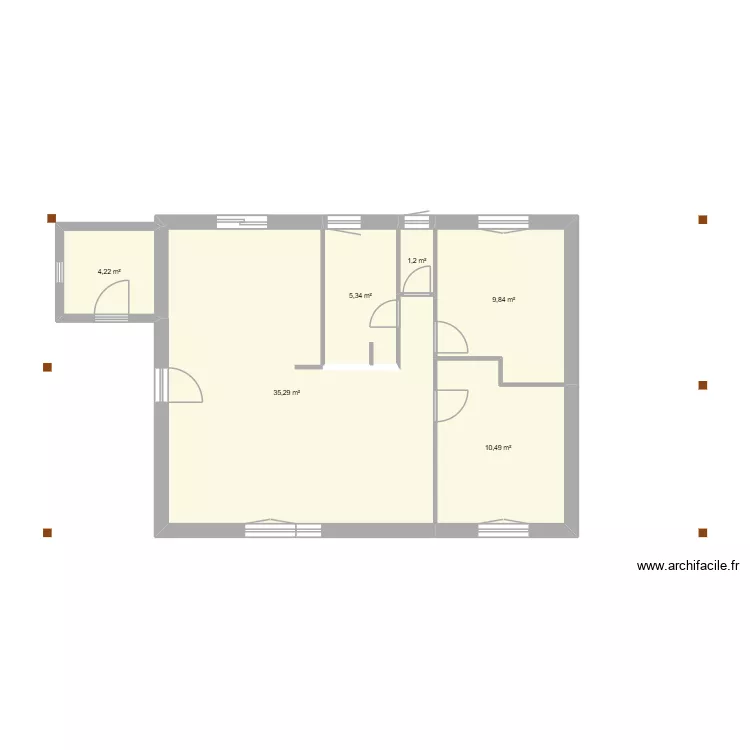plan 2 V1. Plan de 6  et 66 m²