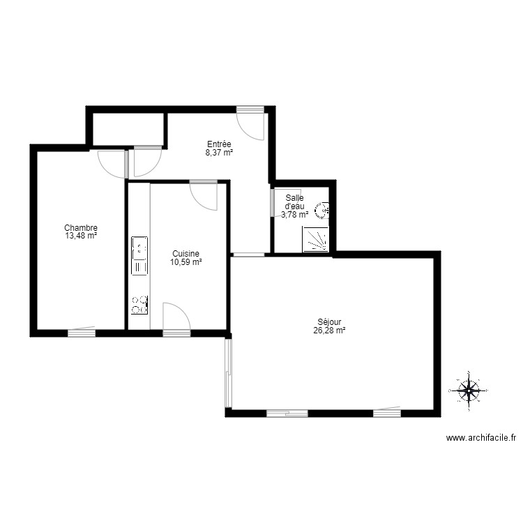 414233 BETY. Plan de 6 pièces et 68 m2