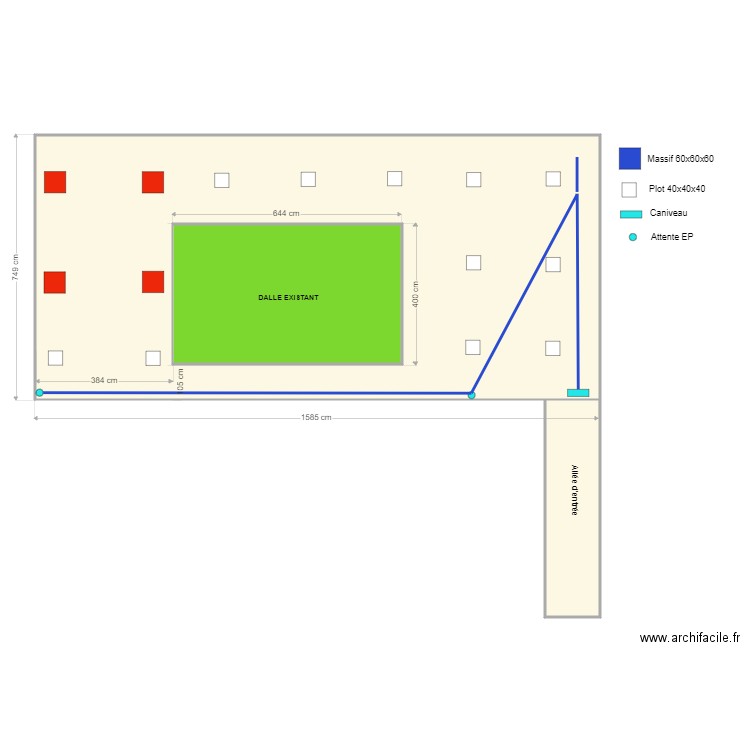 Daphney. Plan de 3 pièces et 151 m2