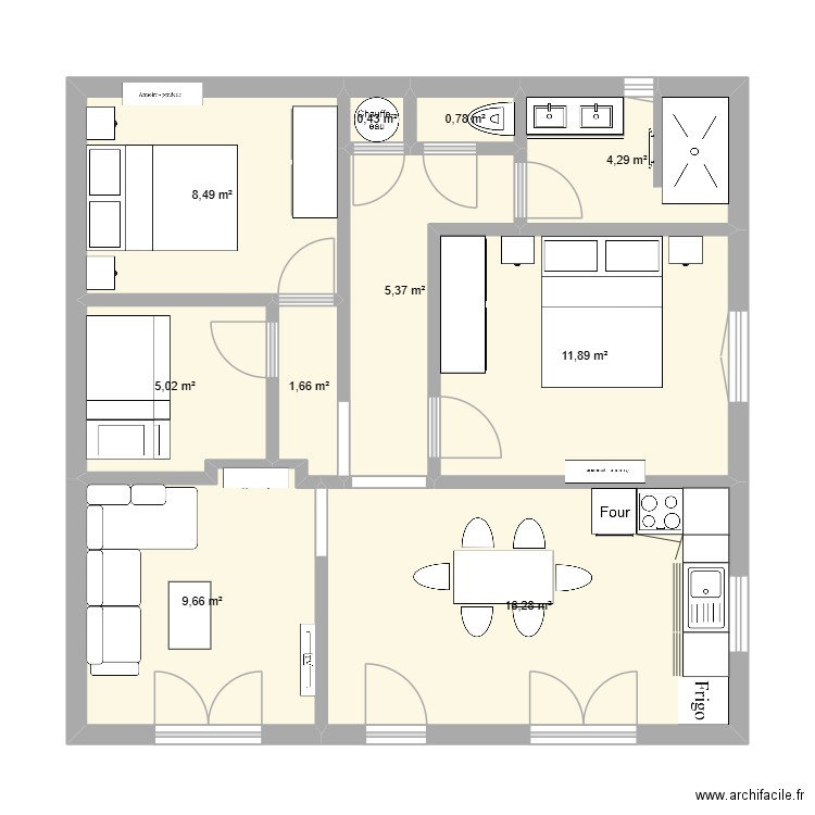 JANETTE. Plan de 10 pièces et 64 m2